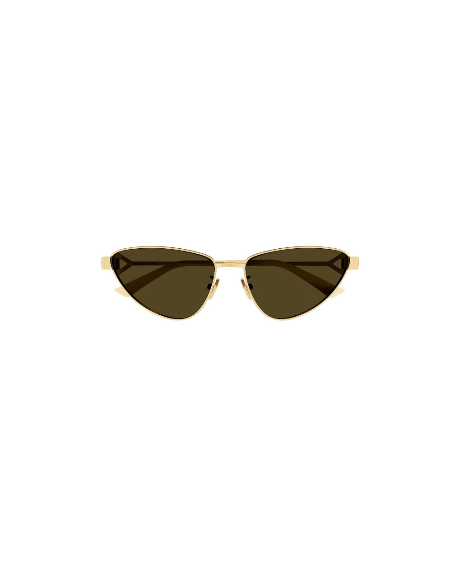 Bottega Veneta Metallic Cat-eye Frame Sunglasses In Brown