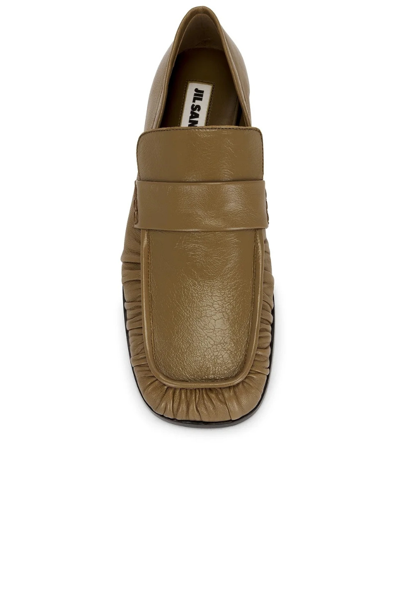 Jil Sander Wrinkled Leather Square-toe Loafers In Multi