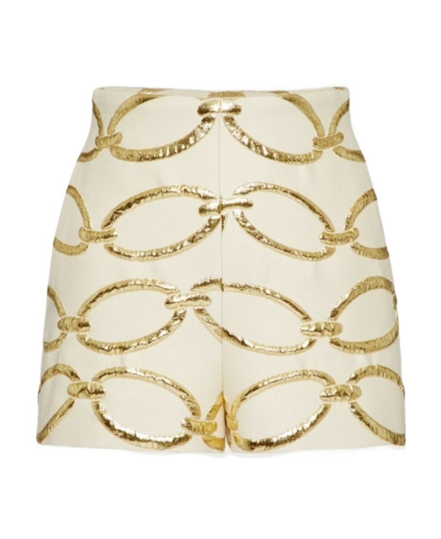 Valentino High-waist Brocade Shorts In Nude