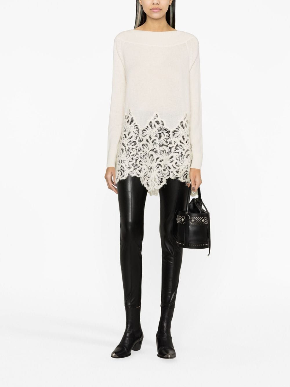 Ermanno Scervino Faux-leather High-waisted Leggings In Black