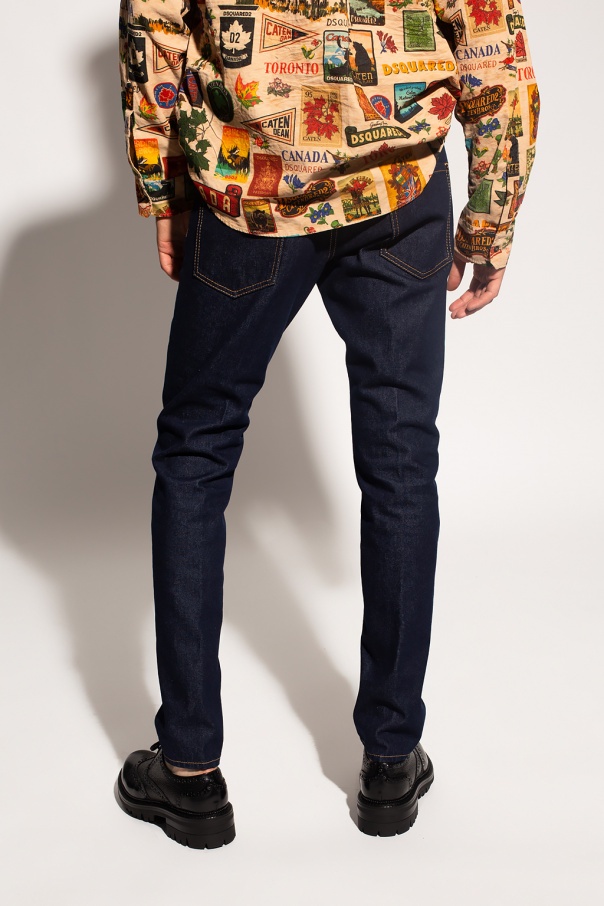 Dsquared2 Straight-leg Cotton Denim Jeans With Logo Detail In Animal Print