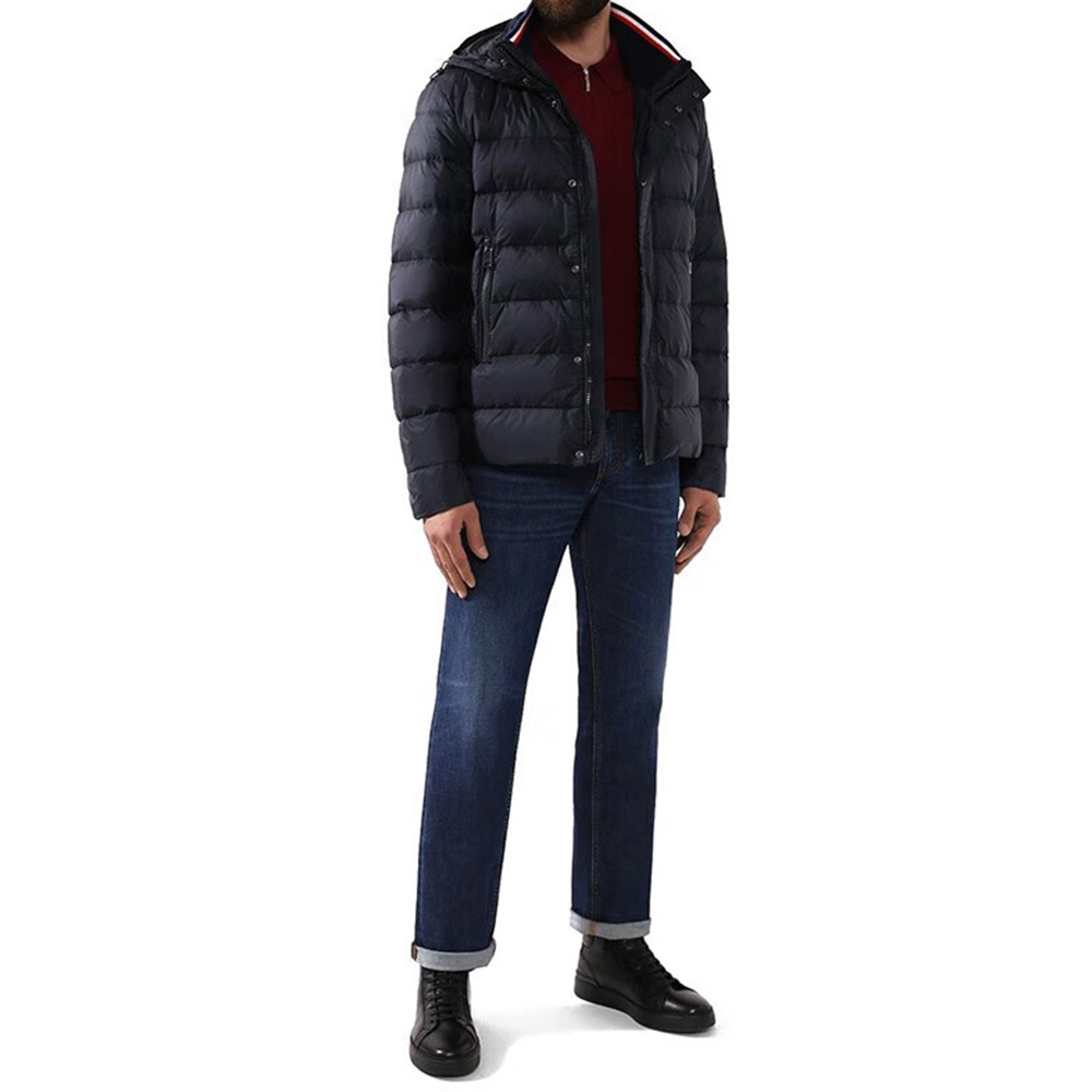 Paul & Shark Hooded Quilted Down Jacket In Black