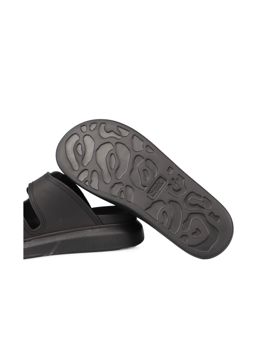 Shop Alexander Mcqueen Oversized Strap-front Sandals In Black
