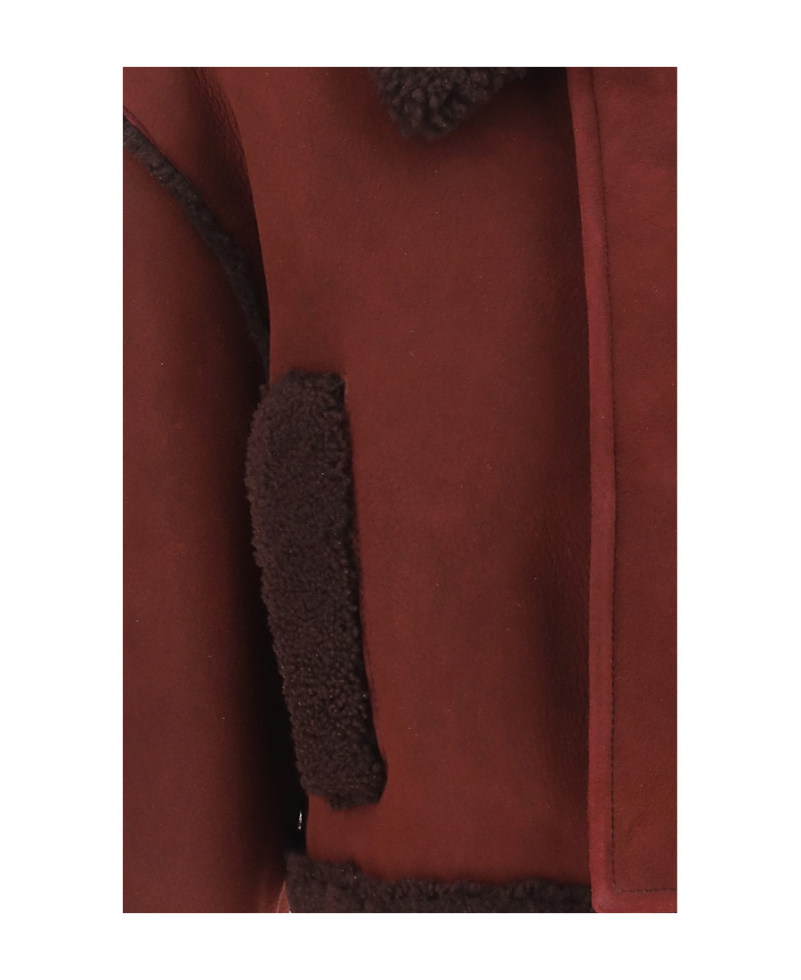 Off-white Cropped Shearling Jacket In Red