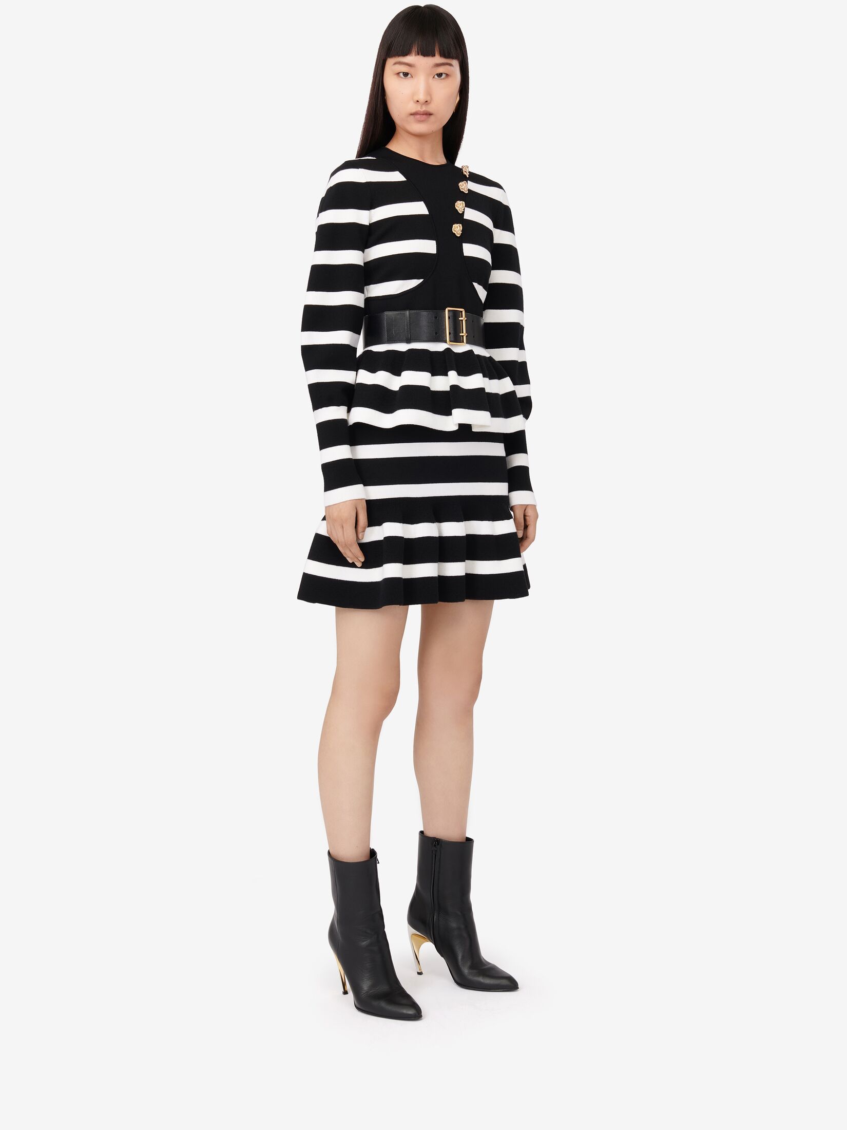 Alexander Mcqueen Wool Striped Sweater In Black