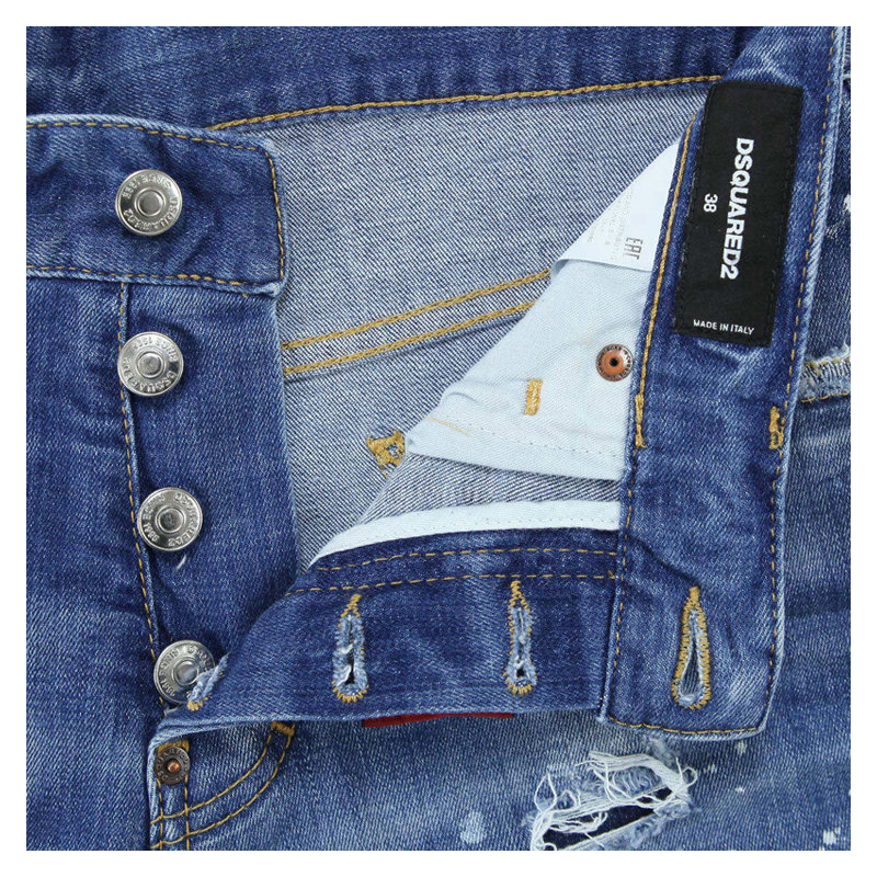 Dsquared2 Button Denim Shorts In Blue