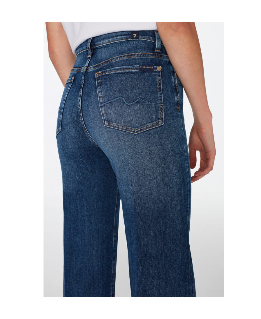 7 For All Mankind Cropped Denim Jeans In Blue