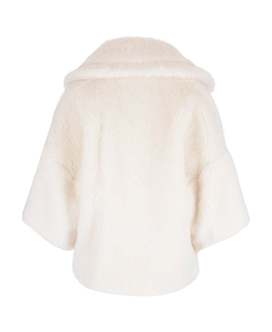 Max Mara Lapel Logo Coat In White