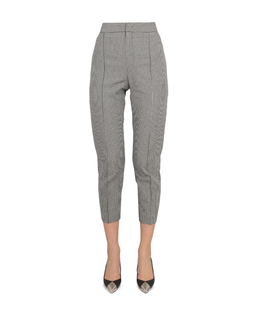 Isabel Marant "sioliran" Checkered Pattern Cropped Trousers In Gray