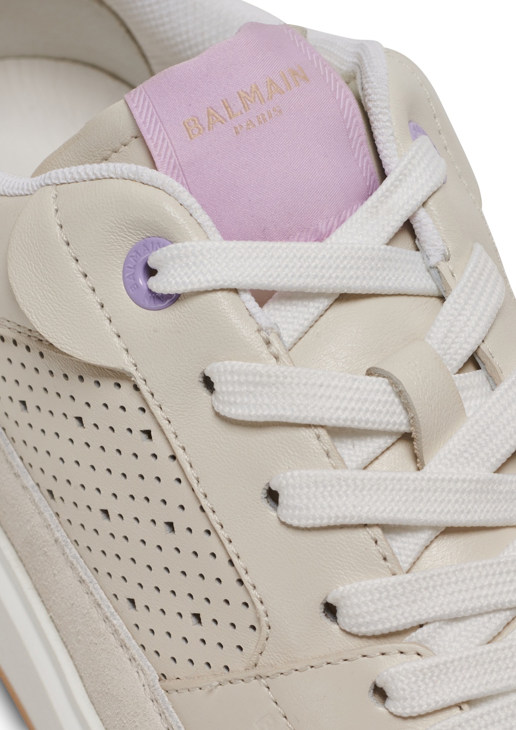 Shop Balmain B-court Flip Leather Trainers In Nude