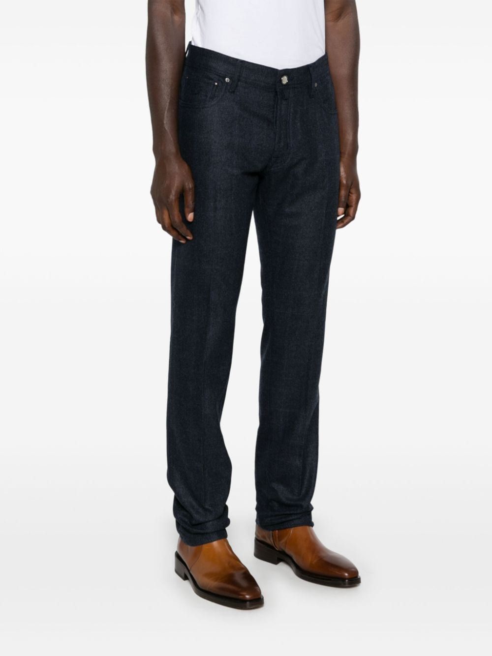 Jacob Cohen Prince Of Wales Check Trousers In Black
