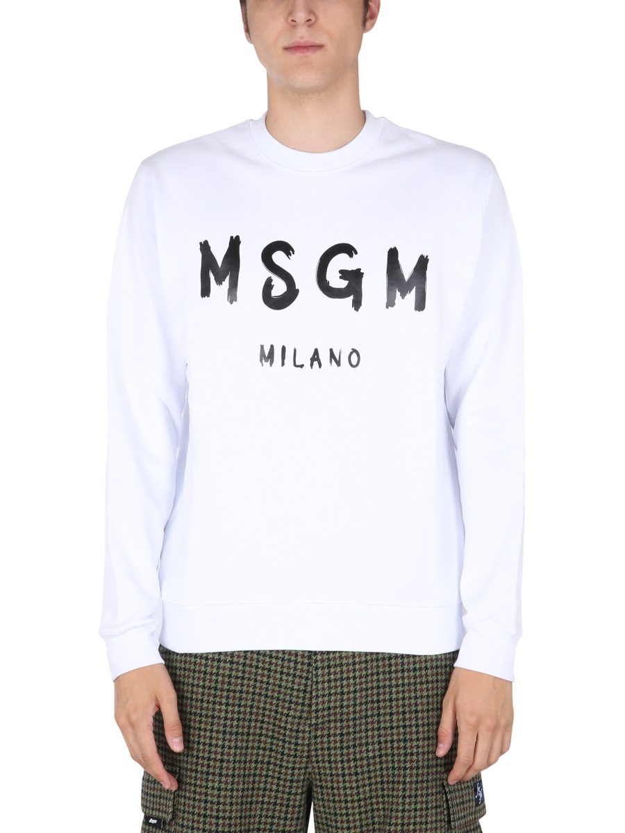 Msgm Logo-print Cotton Sweatshirt In White