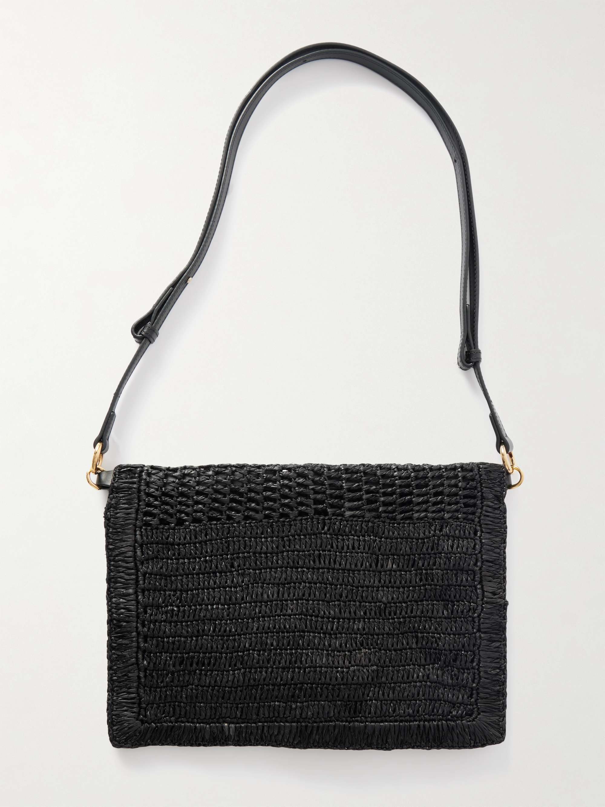 Chloé Chloe Black Raffia Summer Banana Crossbody Bag In Black