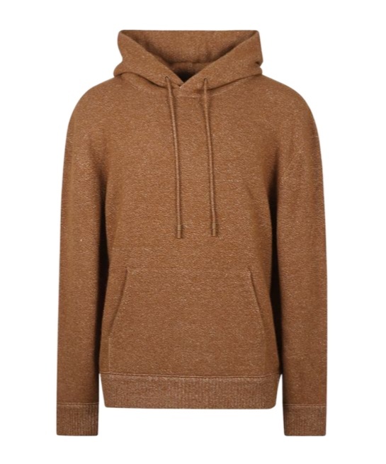 Zegna Ermenegildo Drawstring Hood Ribbed Knit Hoodie In Brown