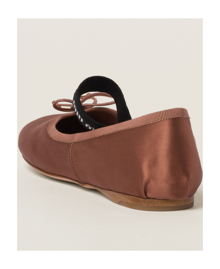 Miu Miu Satin Ballerinas In Brown