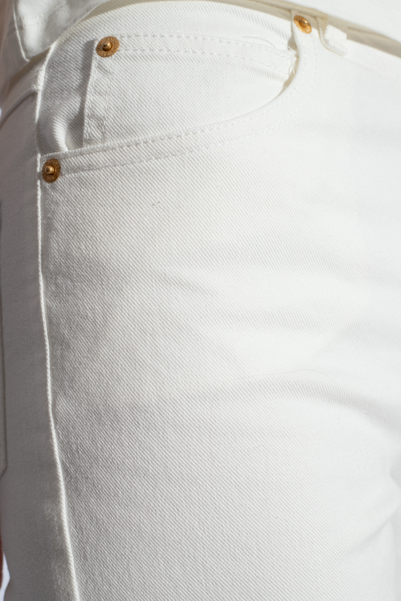 Balmain Logo Embroidered Tapered-leg Jeans In White