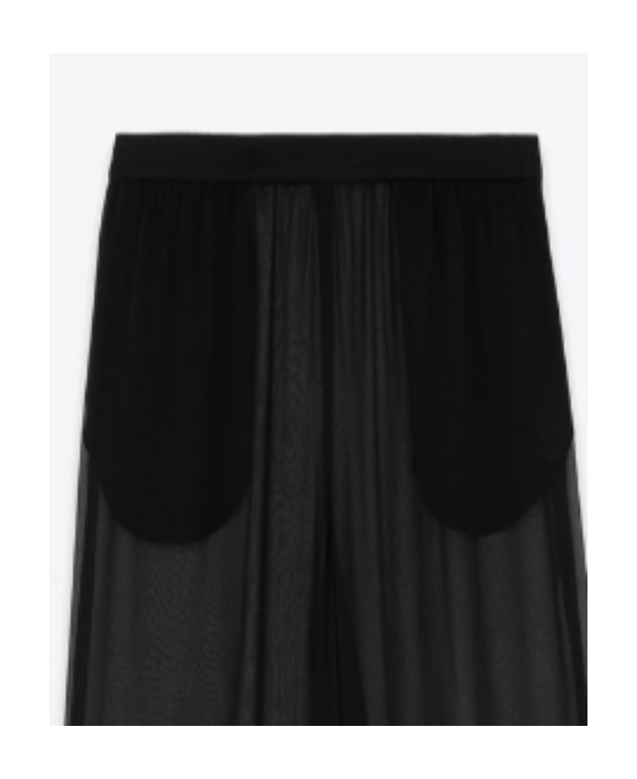 Saint Laurent Semi-sheer Wide-leg Trousers In Black