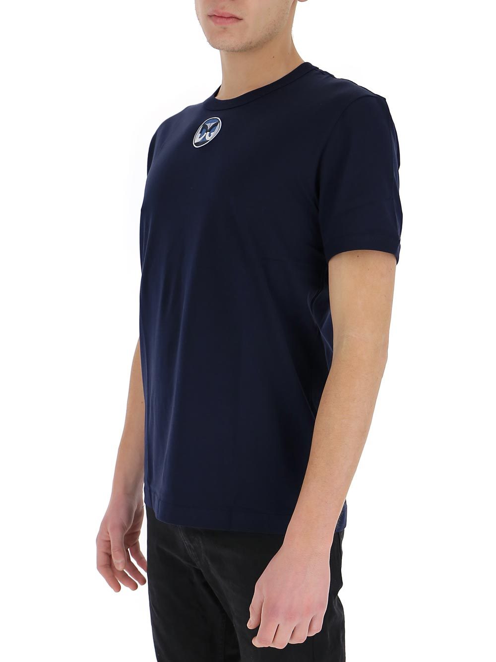 Dolce & Gabbana Logo Patch Cotton T-shirt In Black