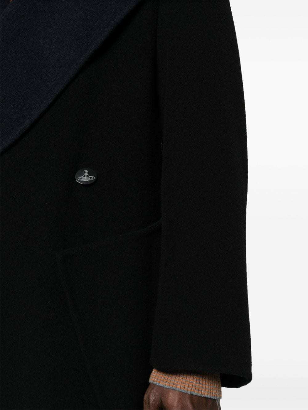 Vivienne Westwood Orb-appliqué Asymmetric Coat In Black