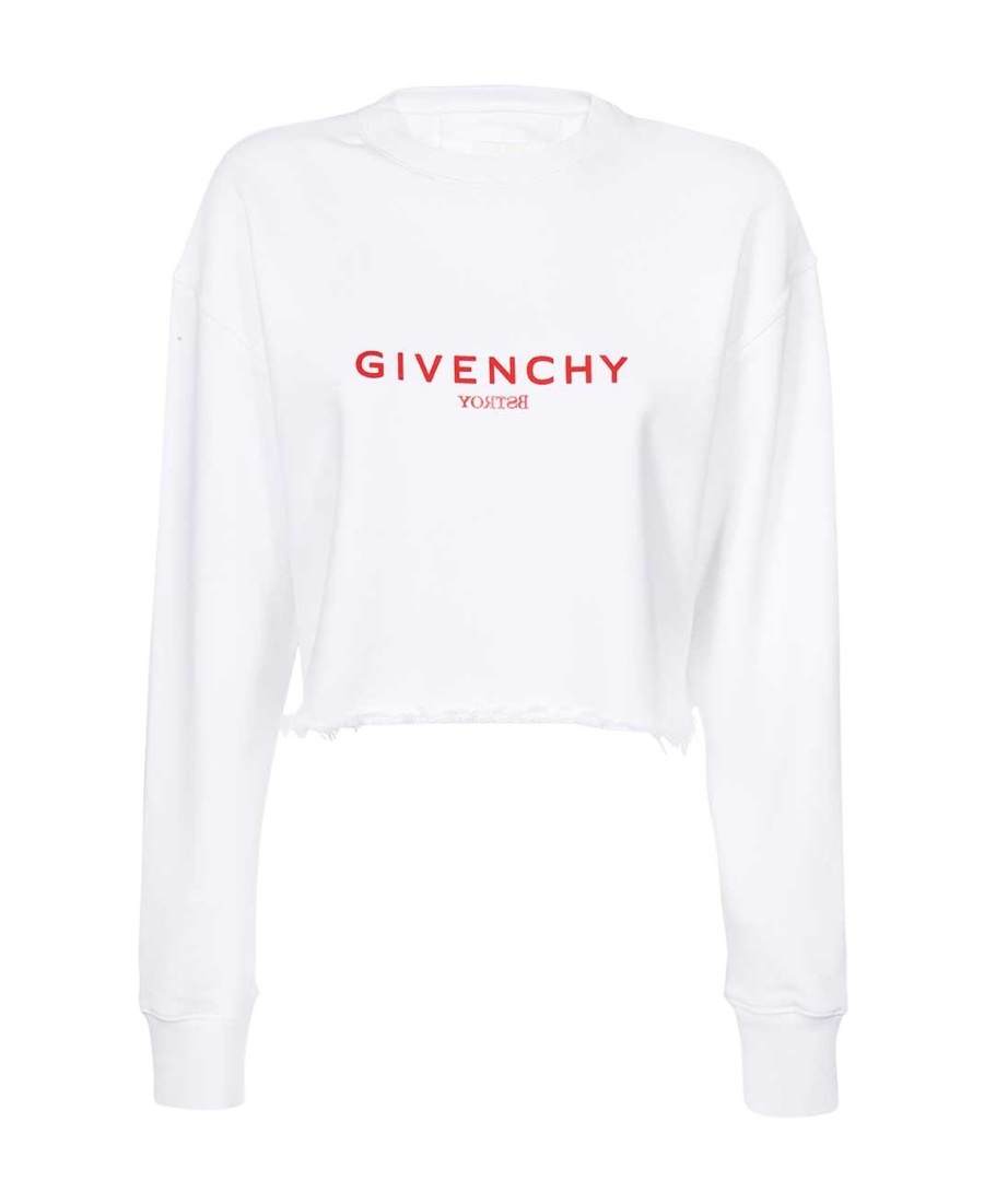 Givenchy Logo-embroidered Cropped Sweatshirt In White