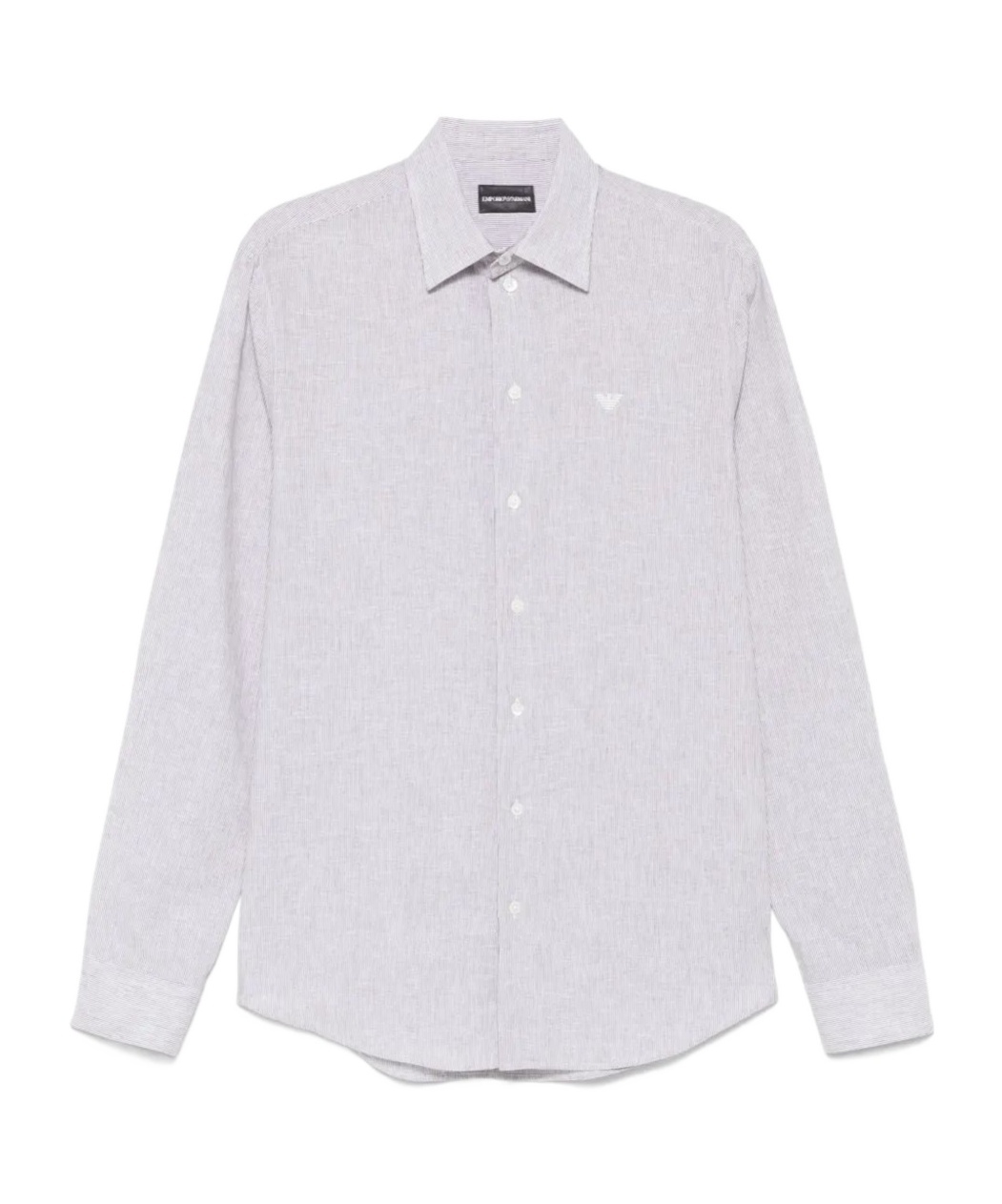 Emporio Armani Striped Shirt In Coffee Brown