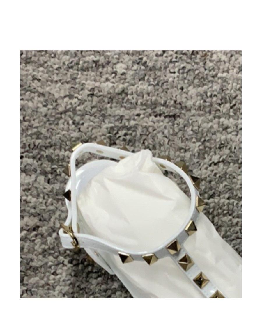 Valentino Rockstud Flat Sandals In White