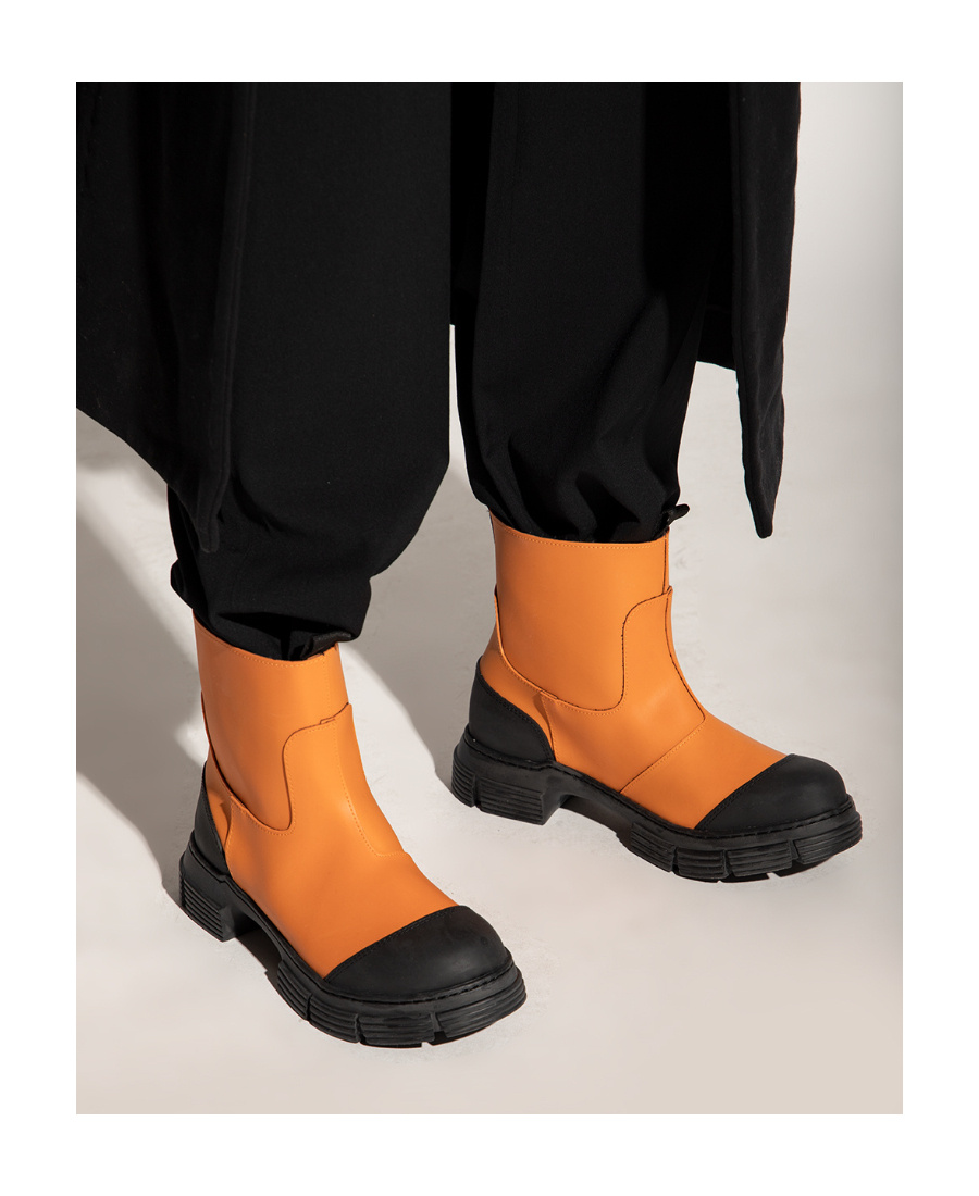 Ganni 55mm Chunky Slip-on Boots In Orange