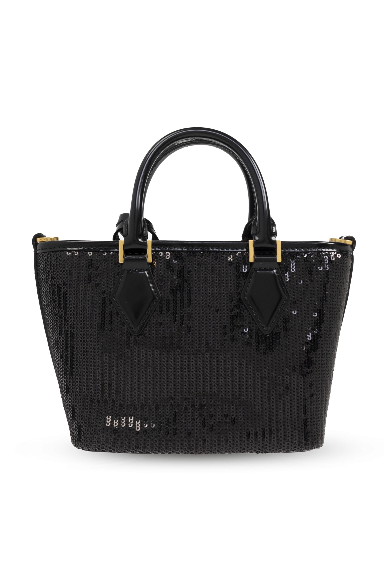 Mcm Sequin-decorated Shoulder Bag In Black