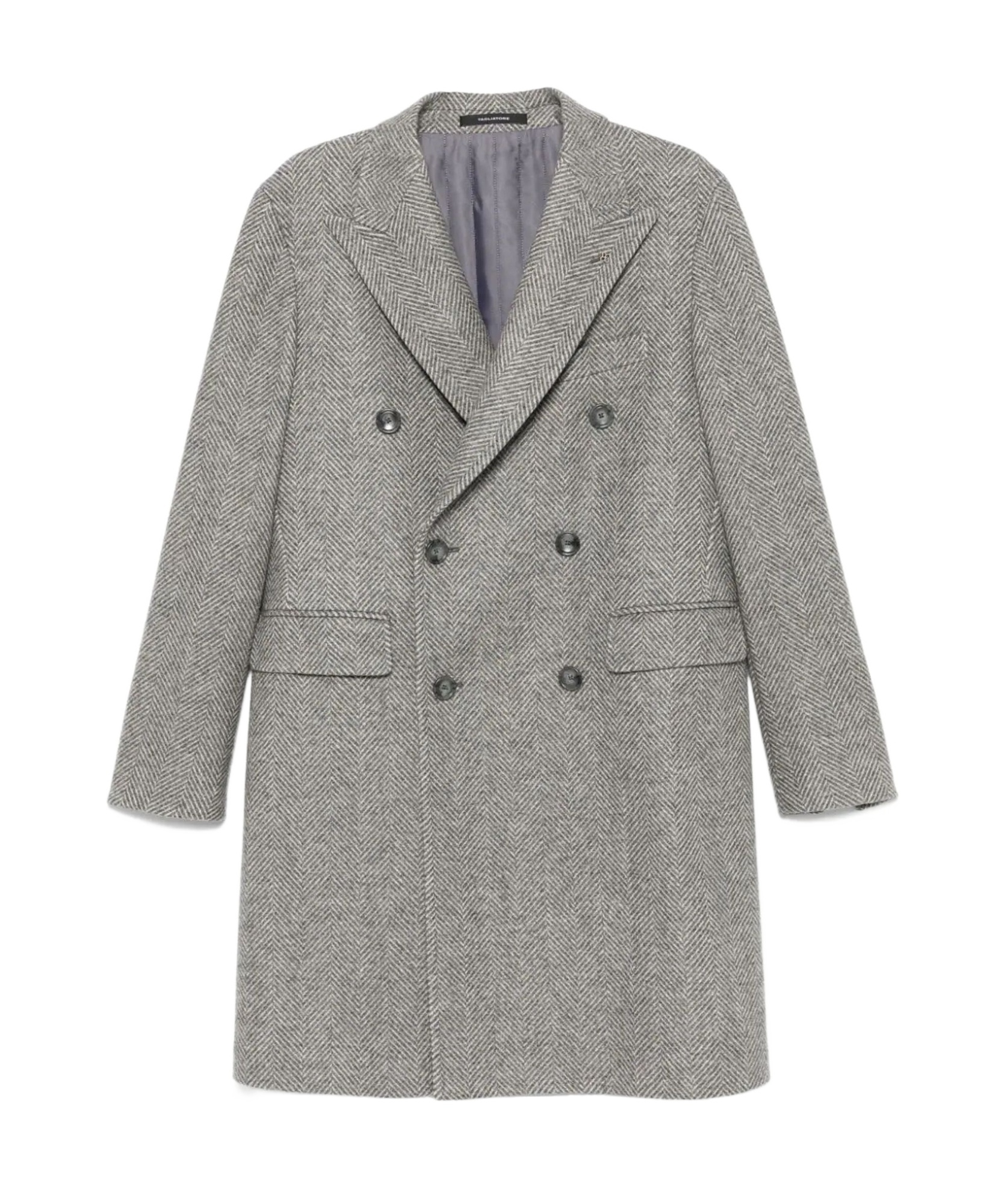 Tagliatore Herringbone-pattern Coat In Gray