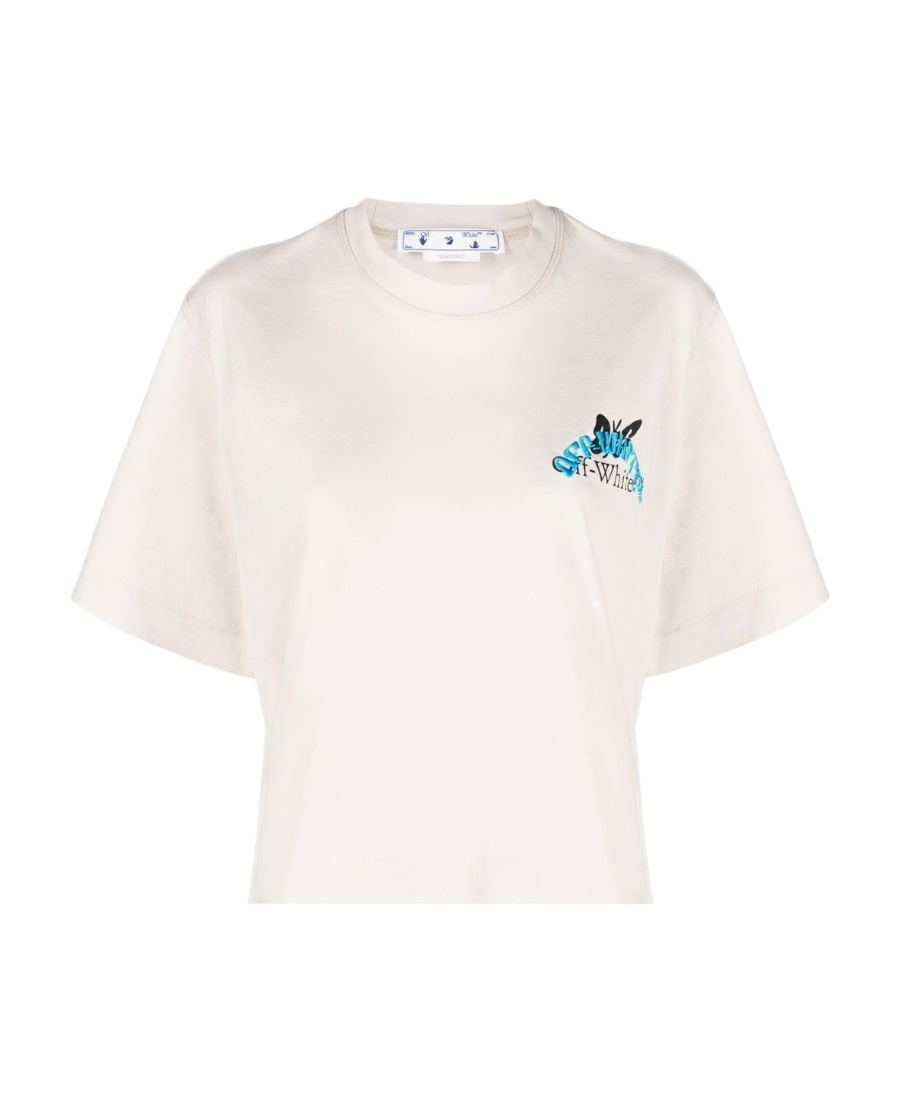 Off-white Logo-print Cropped T-shirt In White