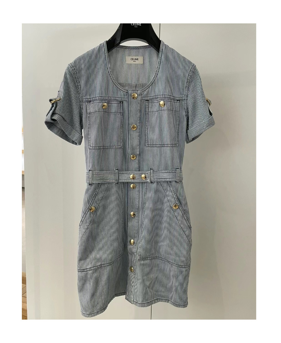 Celine Short-sleeved Dress In Blue