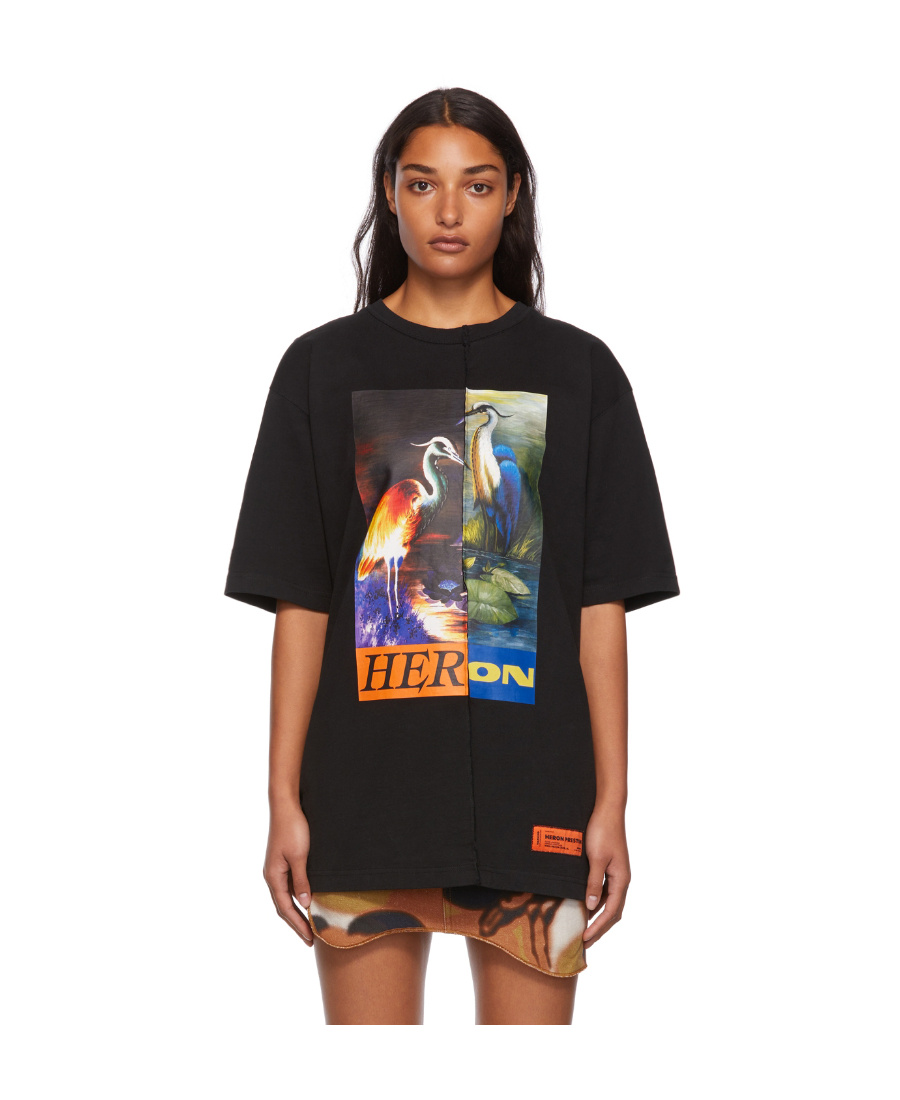 Shop Heron Preston Ss Tee Os Split Herons Black Orange
