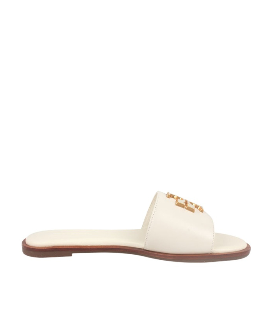 Tory Burch Eleanor Leather Slides In White