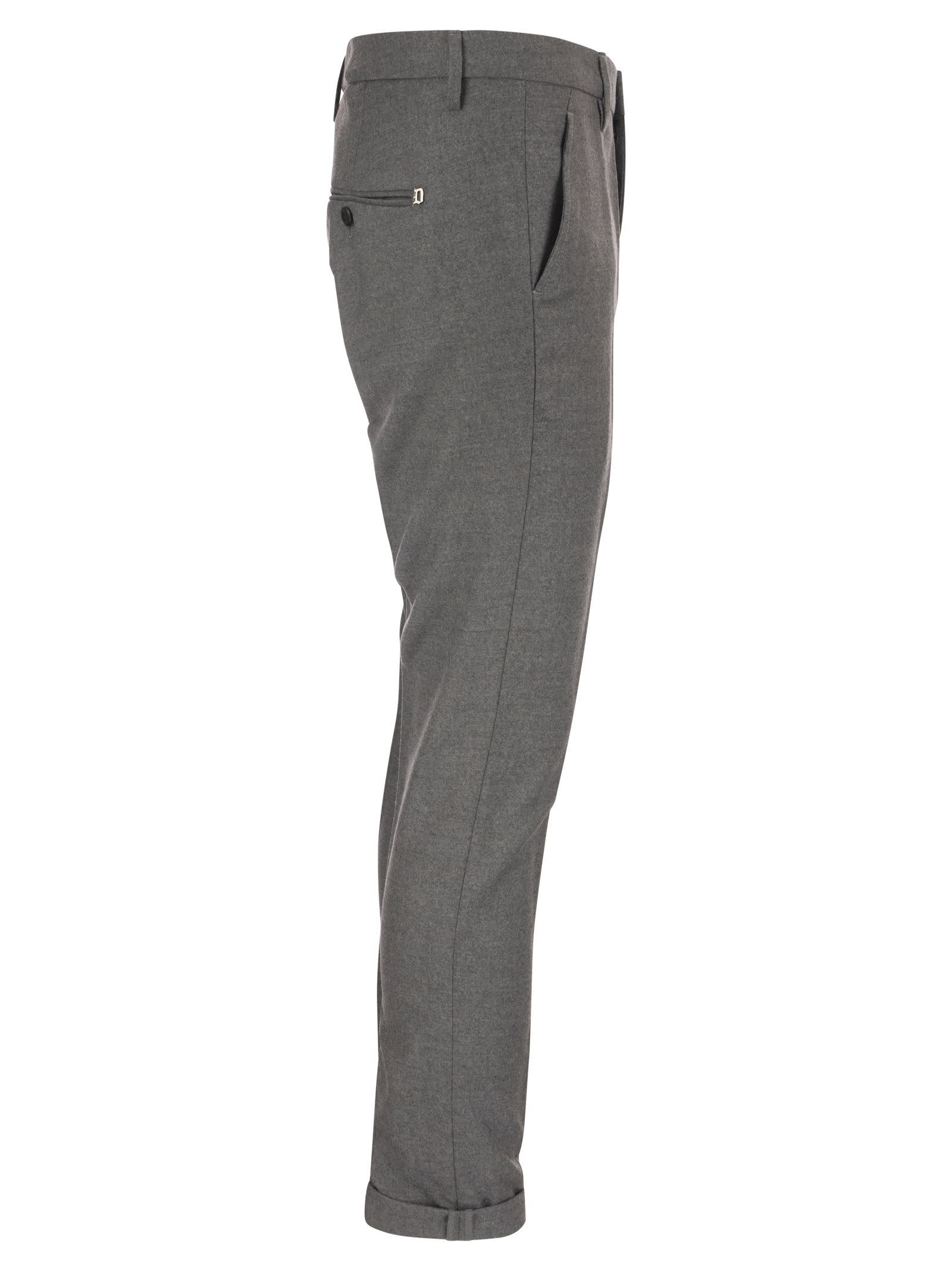Dondup Mid-rise Slim-fit Tailored Trousers In Gray