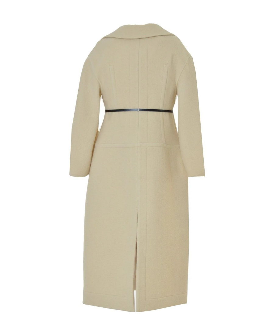 Jil Sander Single-breasted Belted Coat In Nude