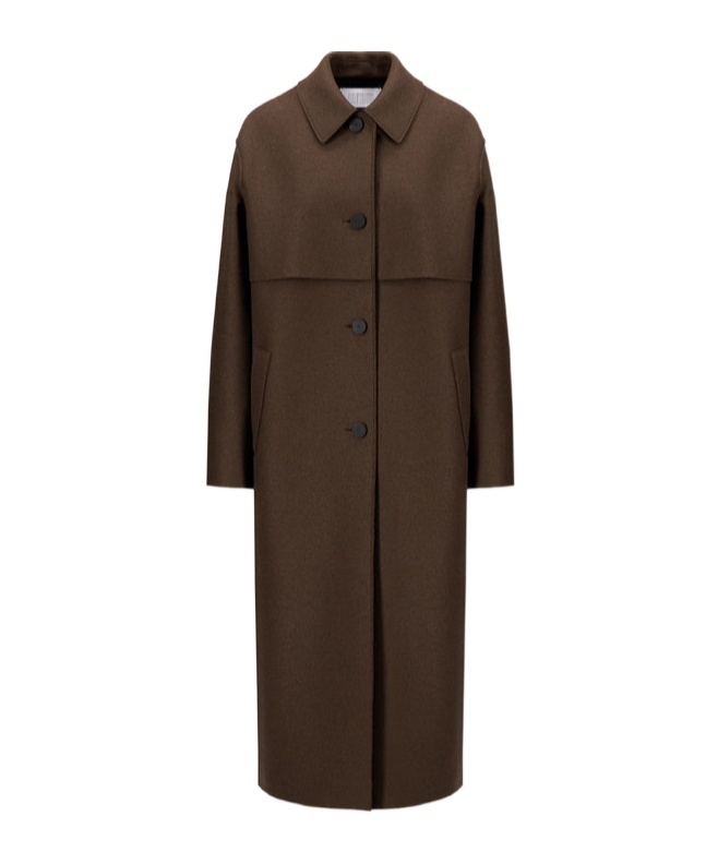 Harris Wharf London Long-sleeved Wool Coat In Green