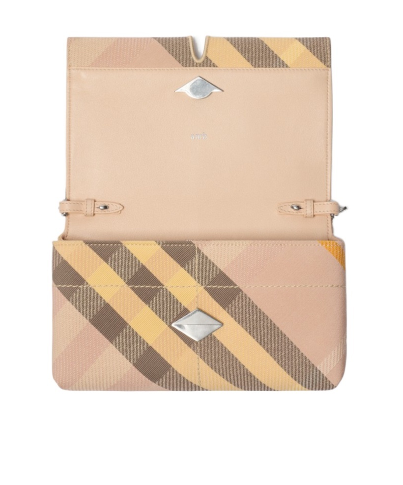 Burberry Snip Mini Check Jacquard Shoulder Bag In Nude