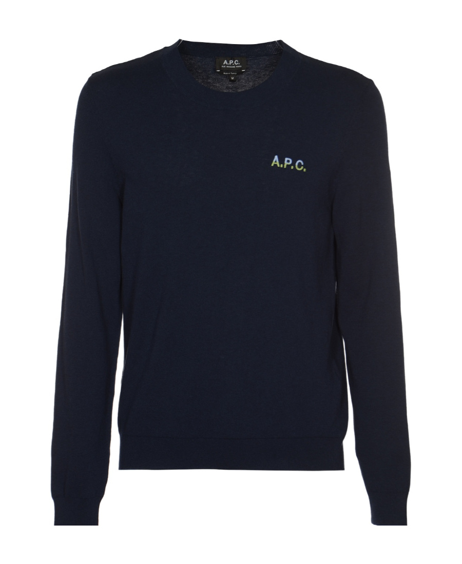 Apc Logo-print Crew Neck Sweatshirt In Blue