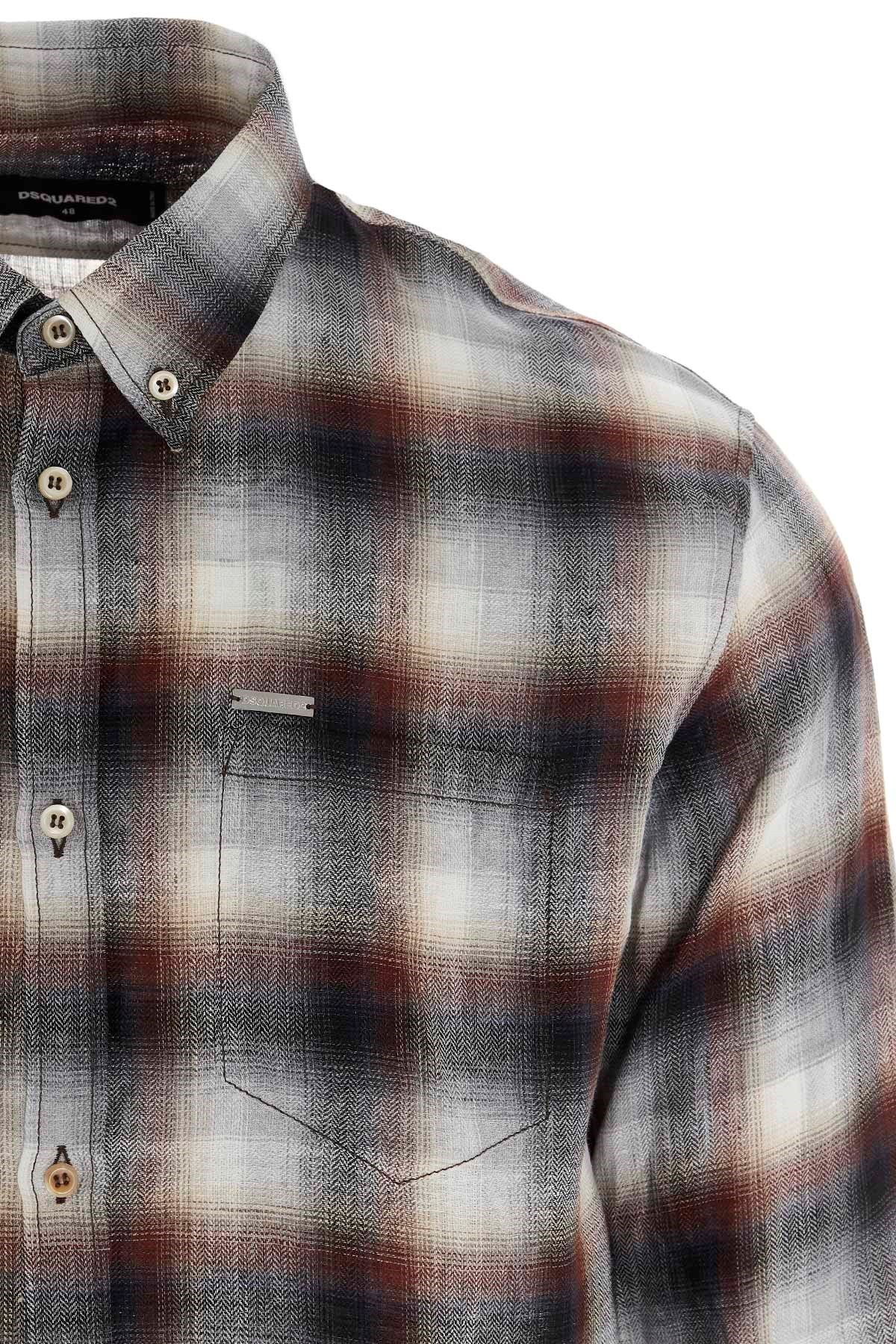 Shop Dsquared2 Plaid Button-front Shirt In Gray