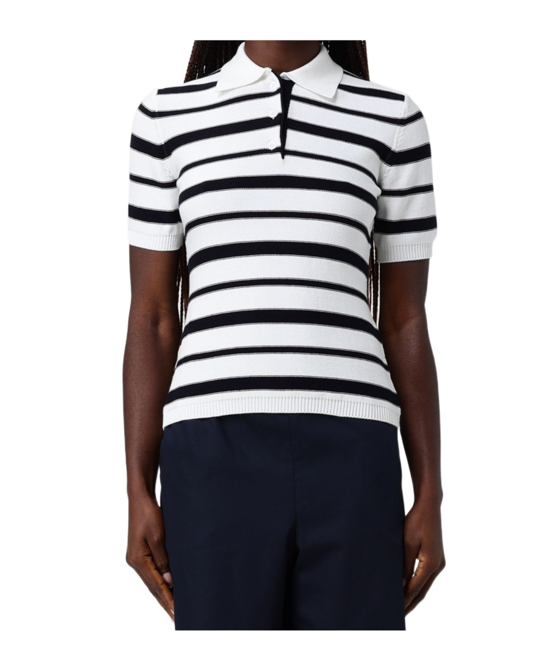 Max Mara Short-sleeved Knit Polo Shirt In Black
