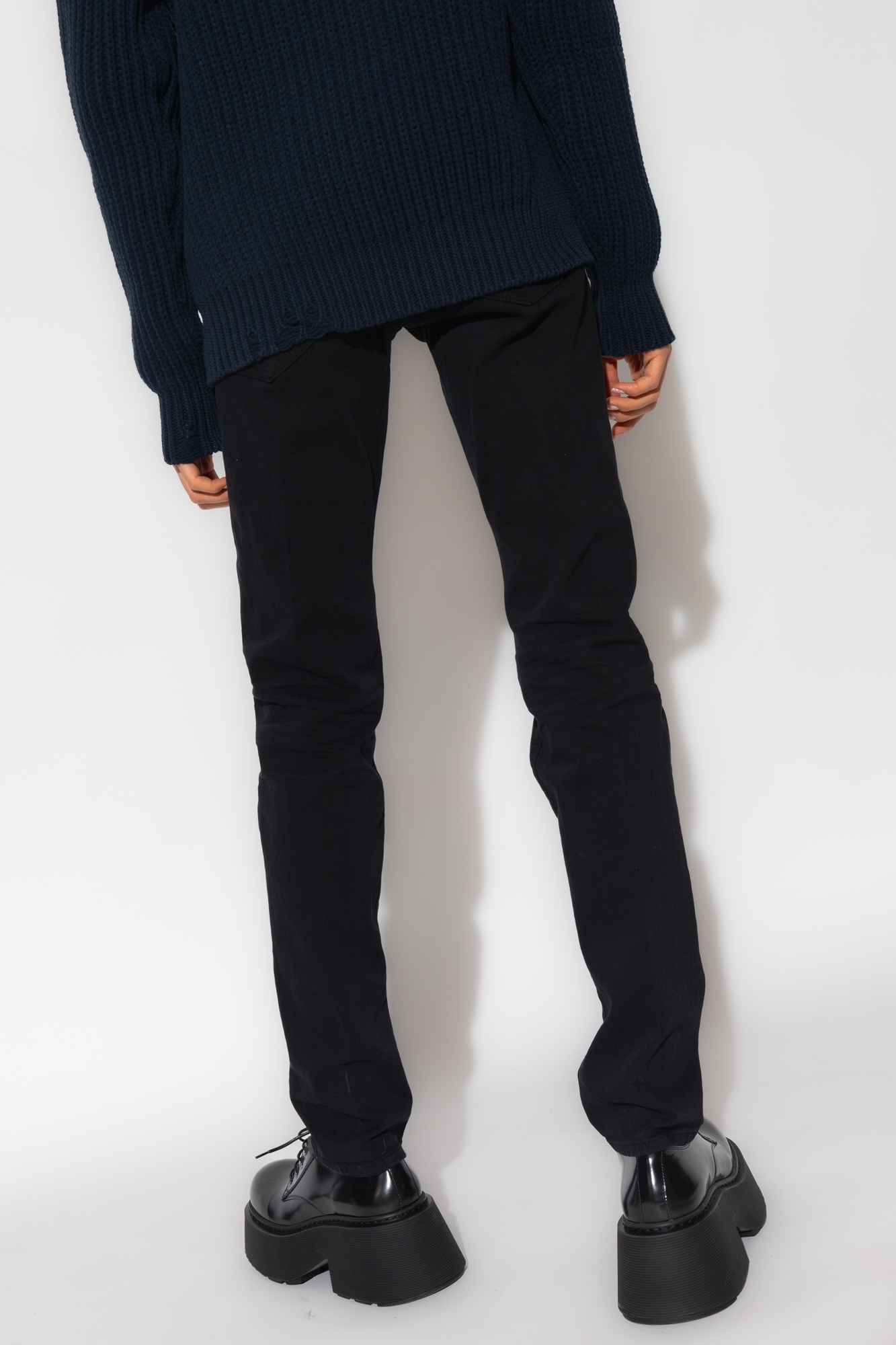 Dsquared2 Logo-patch Straight-leg Jeans In Black