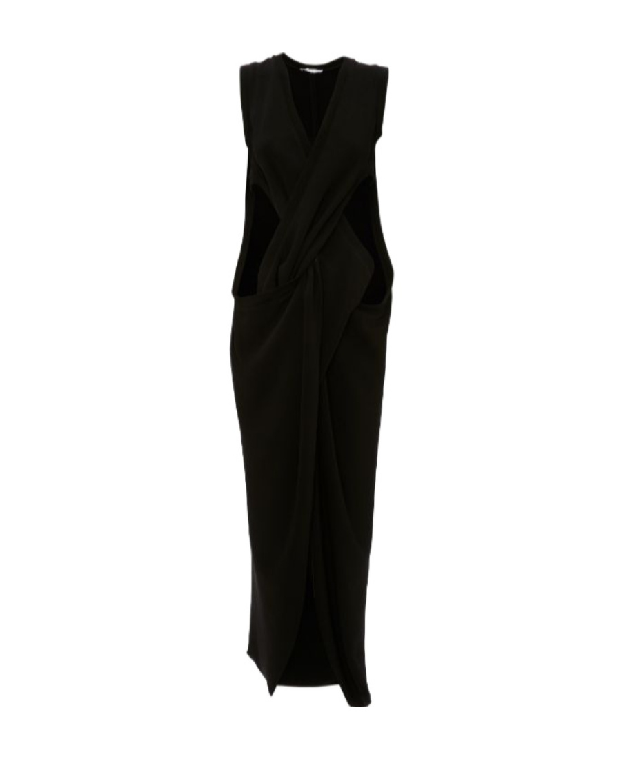 Jw Anderson Long Twist Front Dress In Black
