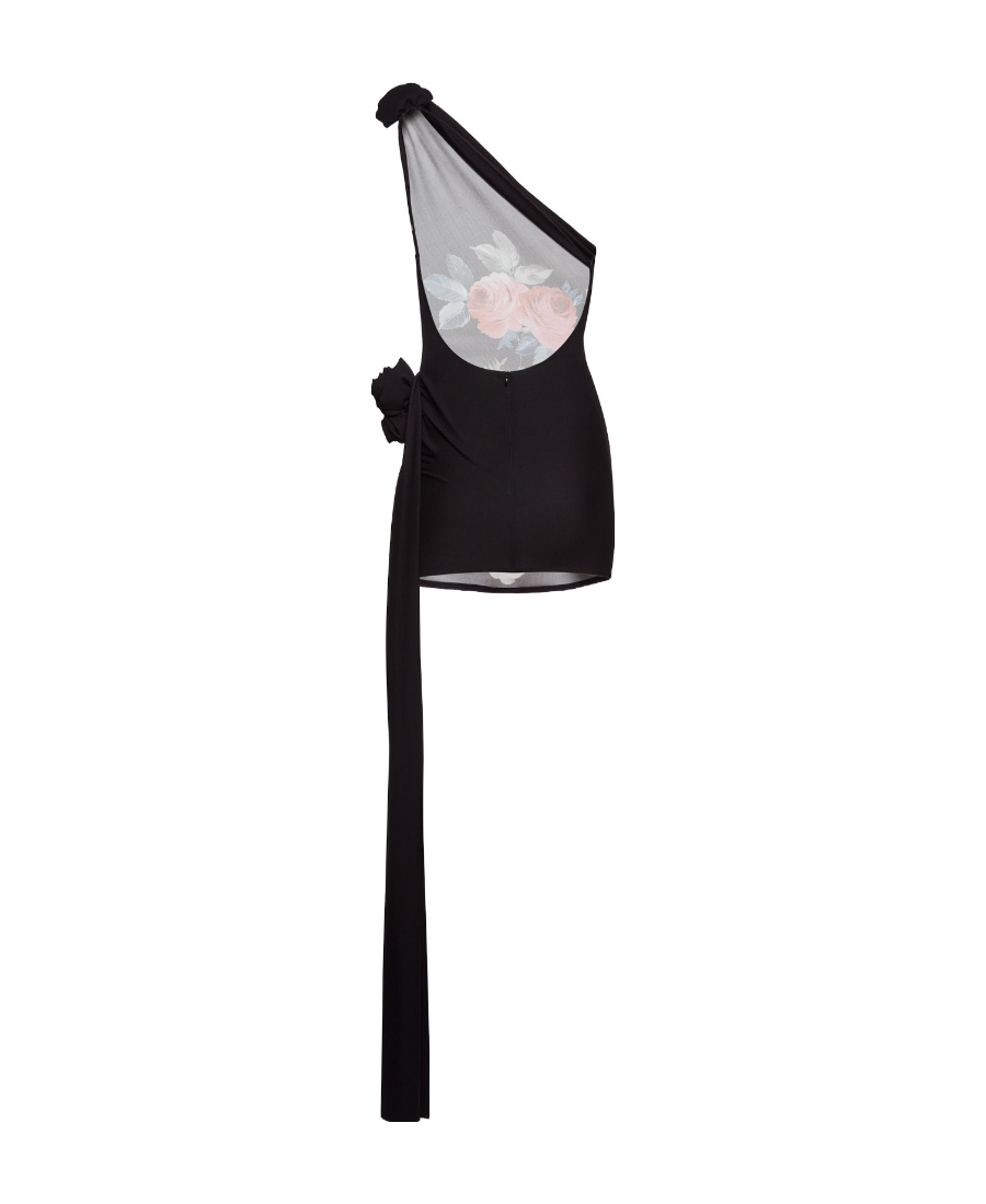 Magda Butrym One-word Shoulder Strap Mini Dress In Black