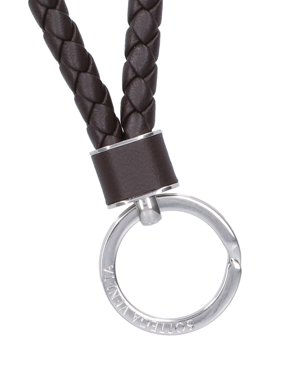 Bottega Veneta Intrecciato Leather Keyring In Black