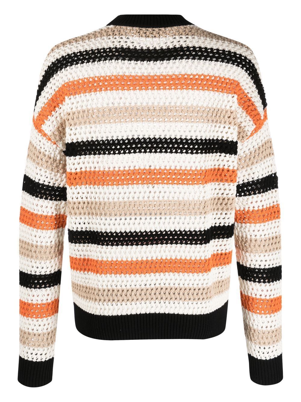 Msgm Horizontal-stripe Crew-neck Sweater In White
