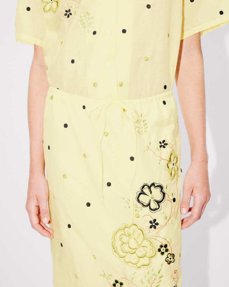 Kenzo Peonies Midi Skirt In Yellow