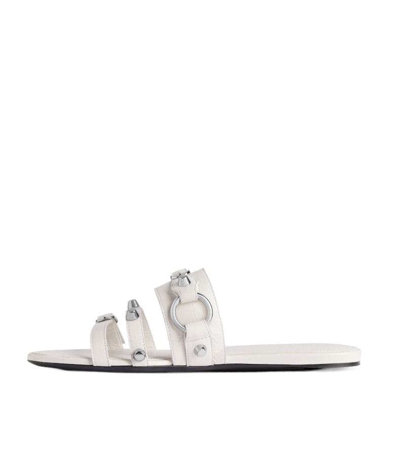 Balenciaga City Studded-strap Slide Sandals In White