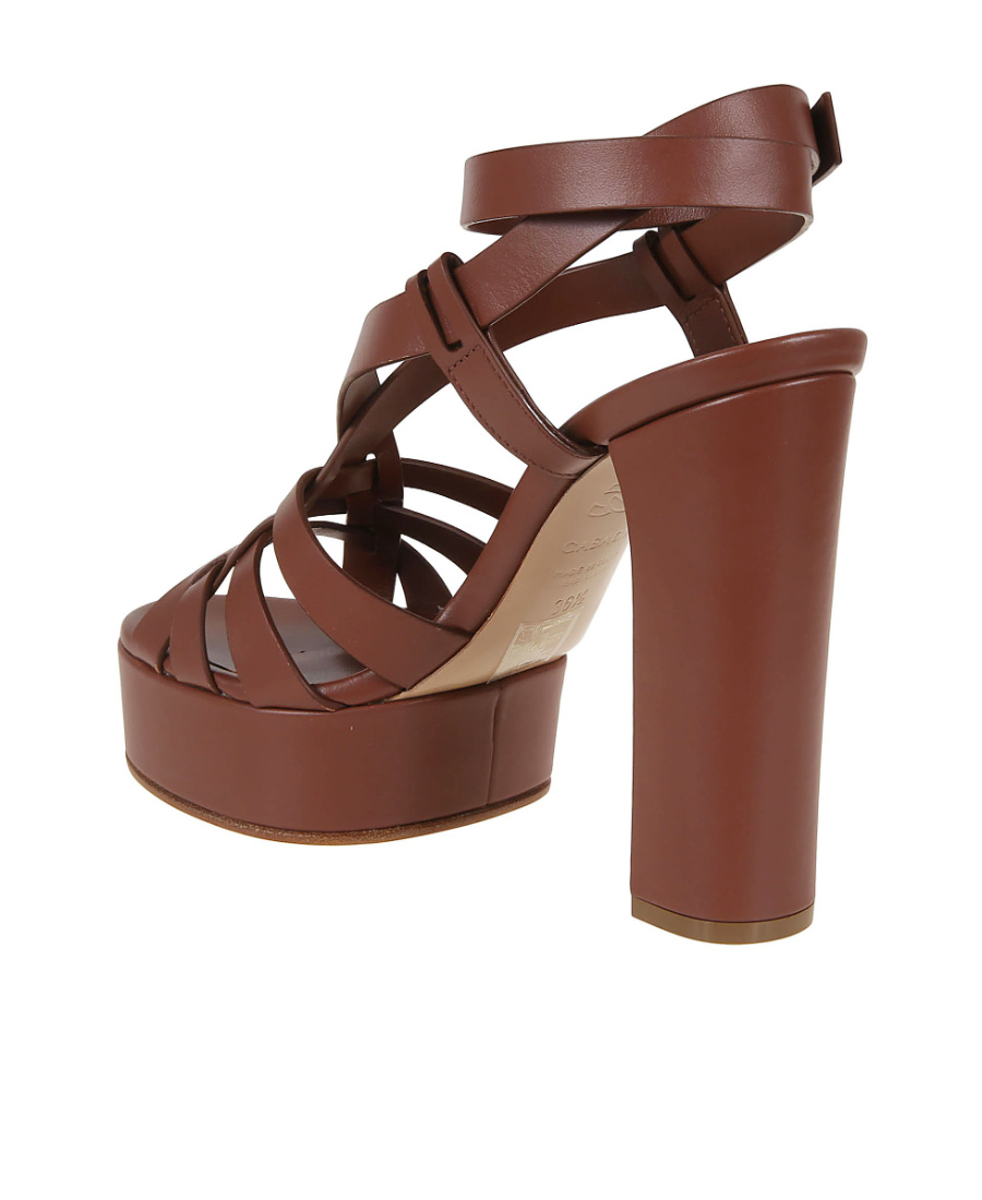 Casadei Geometric Strappy Platform Sandals In Brown