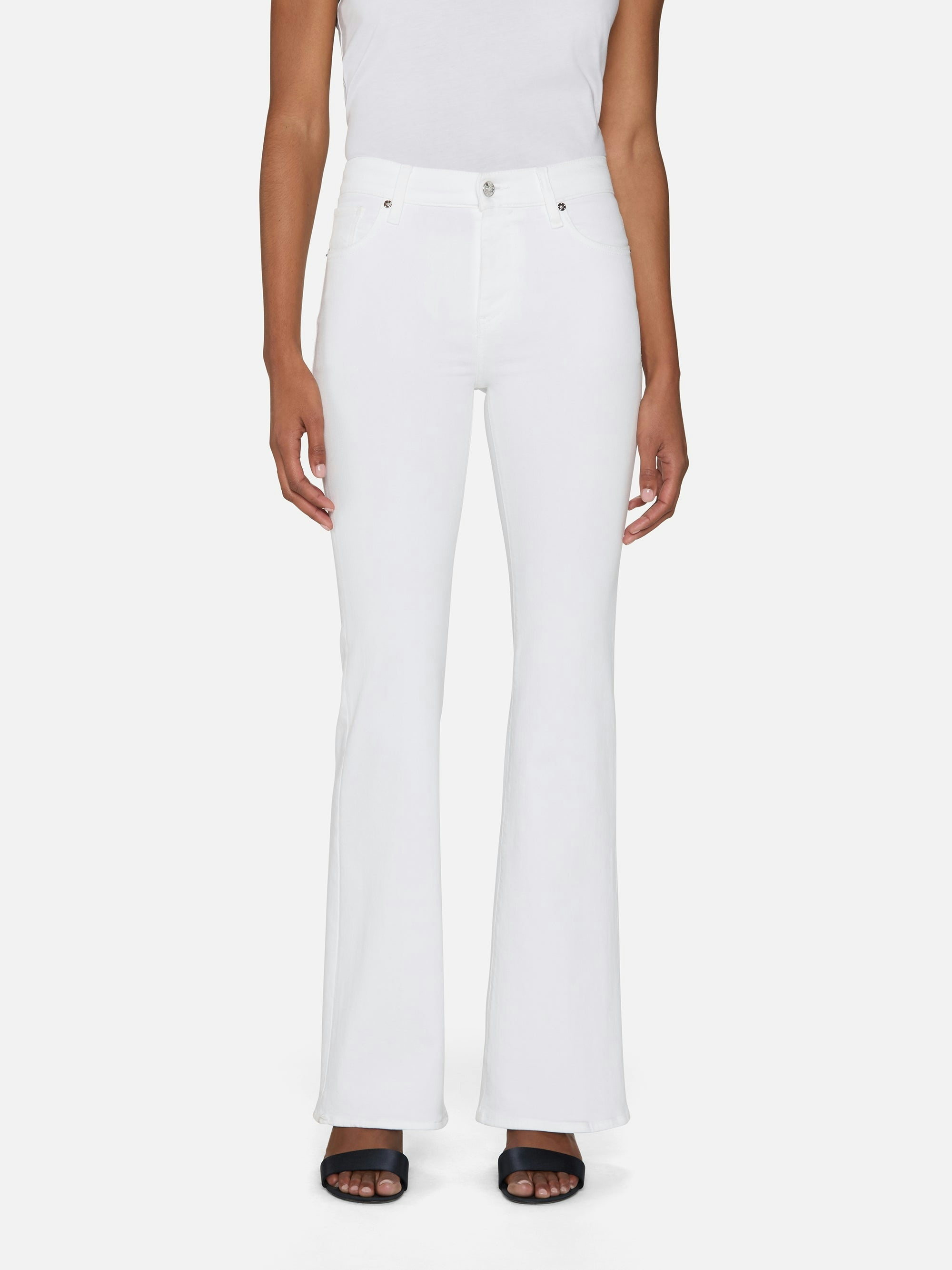 Frame Flared Denim Trousers In White
