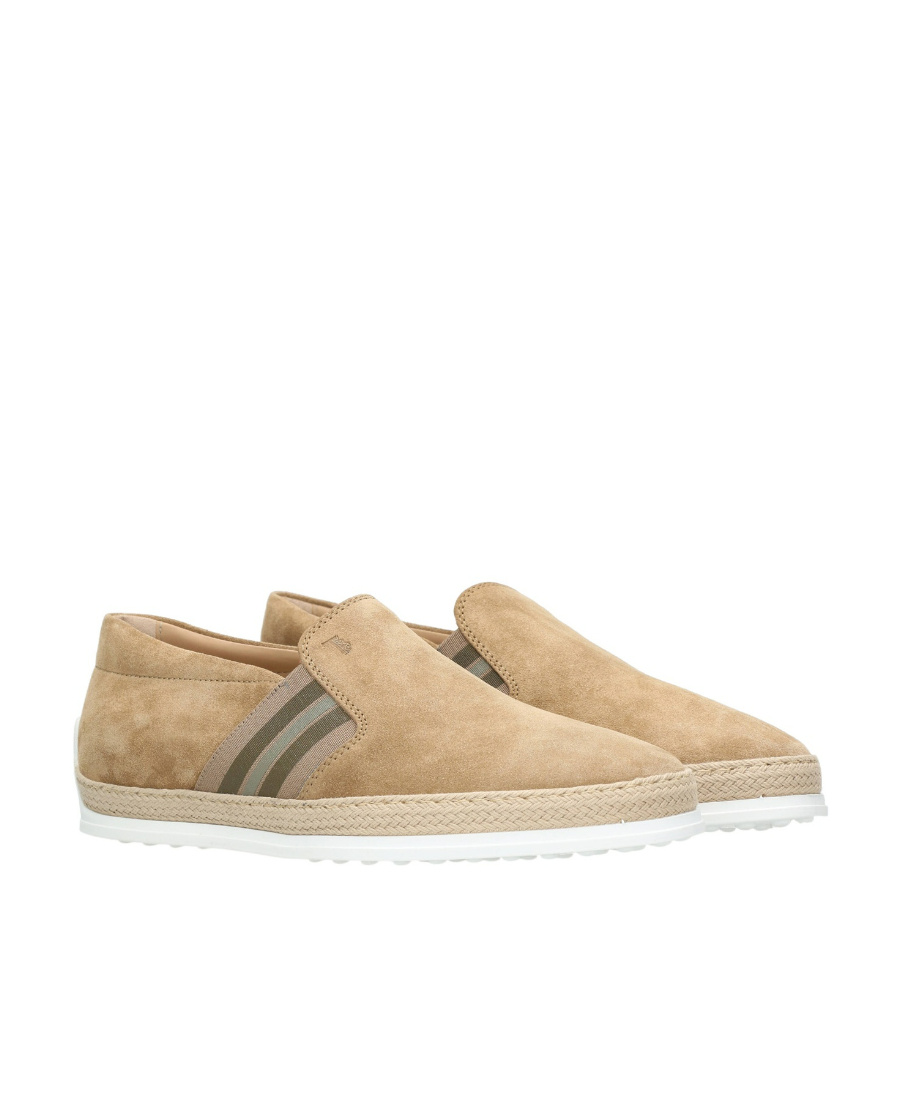 Tod's Stripe-detail Suede Loafers In Nude